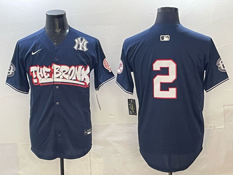 Men 2025 New York Yankees #2 Jeter Blue 4th generations Joint Name Nike MLB Jersey style 06